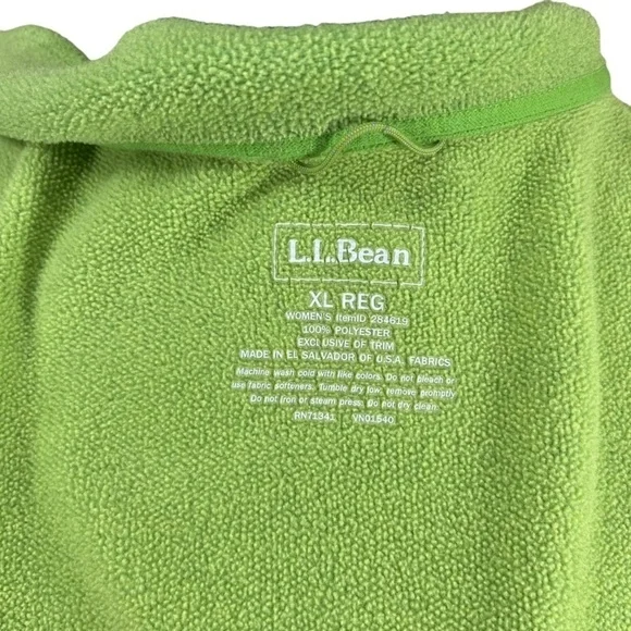 L.L. Bean Women's Lime Green Fleece Full Zip Jacket Size XL - Picture 4 of 9